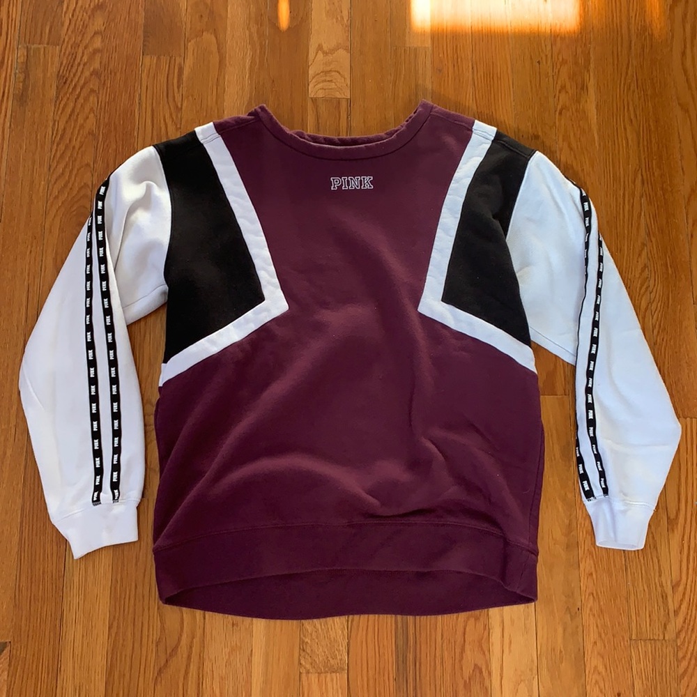 VS Pink Maroon Color Block Crewneck